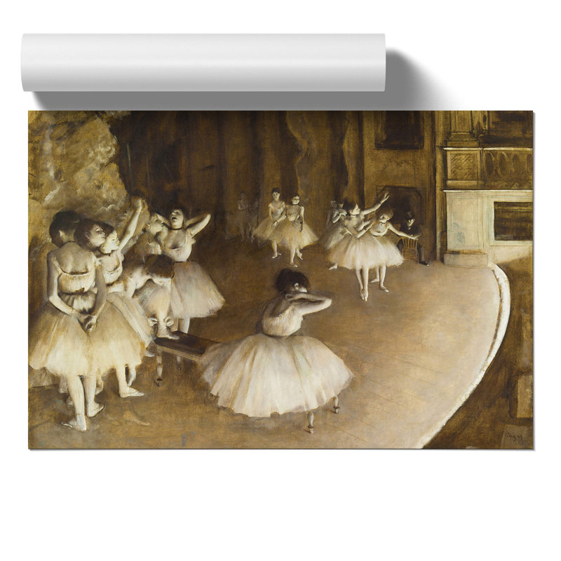 Ballet Rehersal on Stage by Edgar Degas - Frameless Print, 30cm H x 42cm W x 0.1cm D