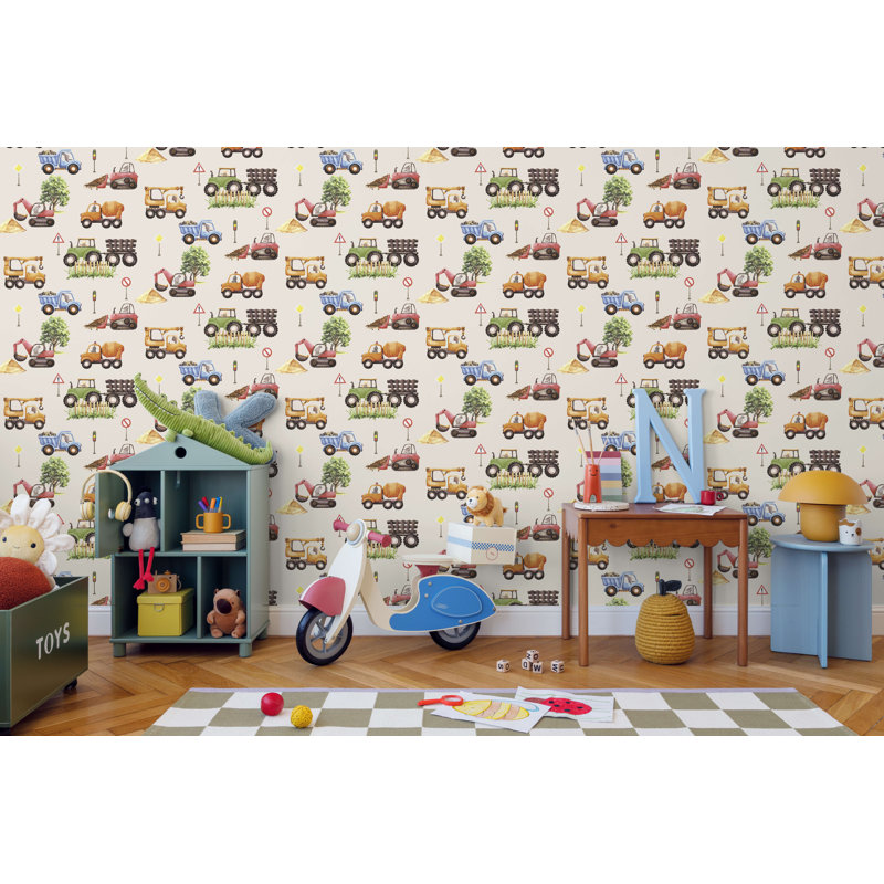 Papier peint Little Builders, Beige