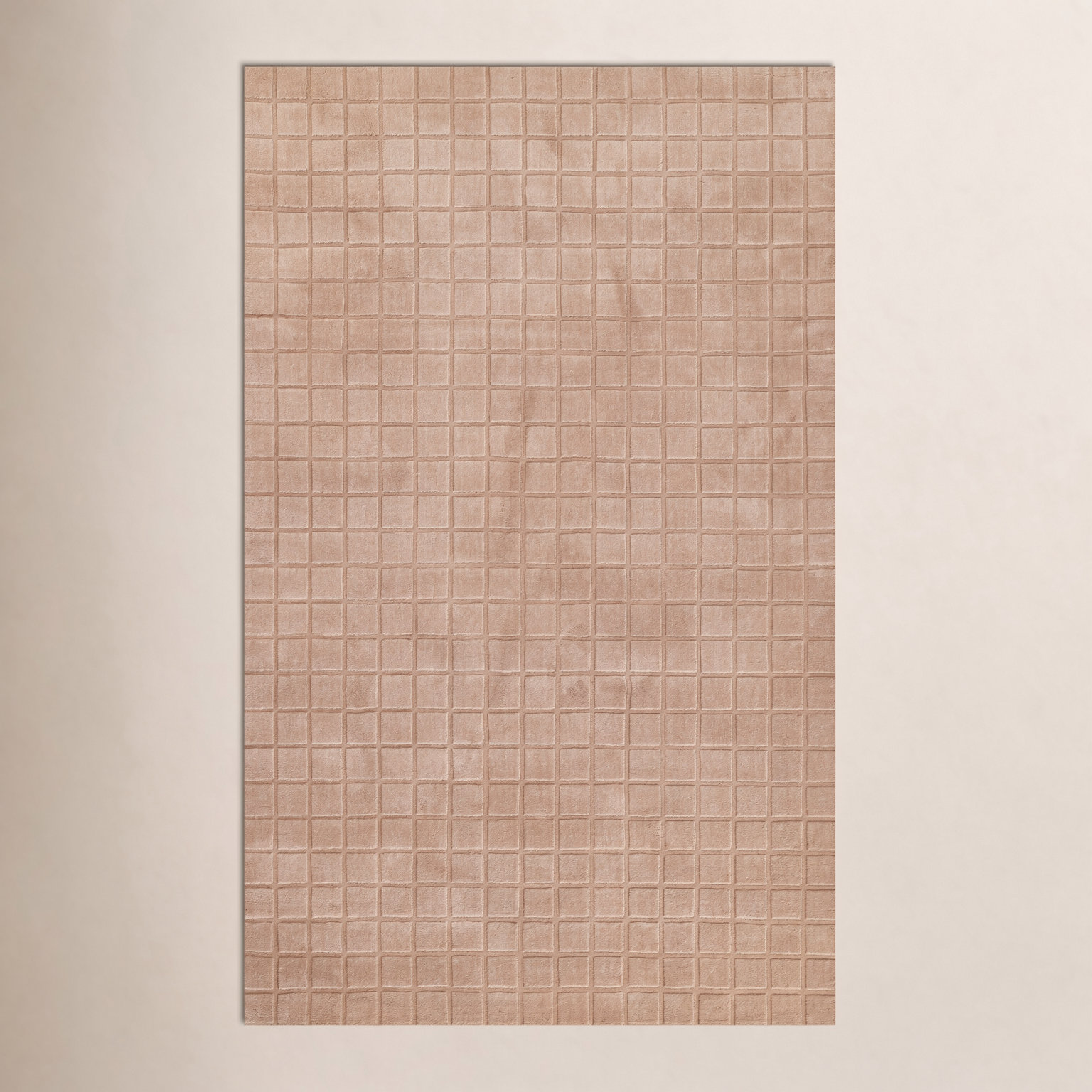 Meile Blush Hand-Loomed Geometric Wool Rug, Rectangle 5' x 8'