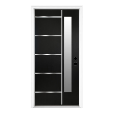 Porte extérieure contemporaine en fibre de verre 36 po x 80 po, ouverture vers la gauche, seulement le panneau de porte