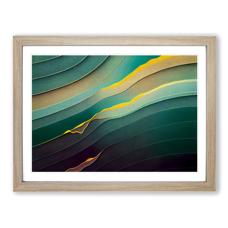 XH1022-6052X Modern Audio Soundwave Vol.5 Abstract - Single Picture Frame Print, 34cm H x 46cm W x 2cm D, Oak