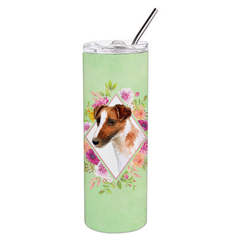 E23BF9F8391D466E9CA4F8DFEBD9A7DB de verre 20 oz à double paroi en acier inoxydable chiot, Jack Russell terrier brun foncé