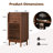 36” Tall Brown Cabinet With Roll-Up Door And Adjustable Shelf – Modern Slatted Storage Organizer