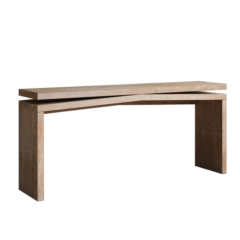 65-Inch Rustic Solid Wood Veneer Console Table, Antique Natural