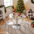 5-Piece Modern Round Tempered Glass Dining Set with Pedestal Base and Acrylic Chairs