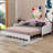 Twin Extending Modern Upholstered Princess Daybed With Crown Headboard And LED Lights-96171105