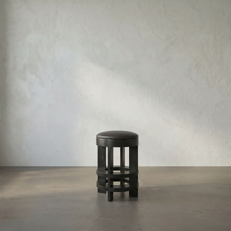 Tabouret Berlin avec siège pivotant en cuir, Tabouret de comptoir