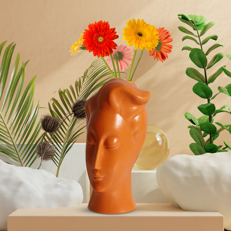 Elfete Handmade Ceramic Table Vase, Orange
