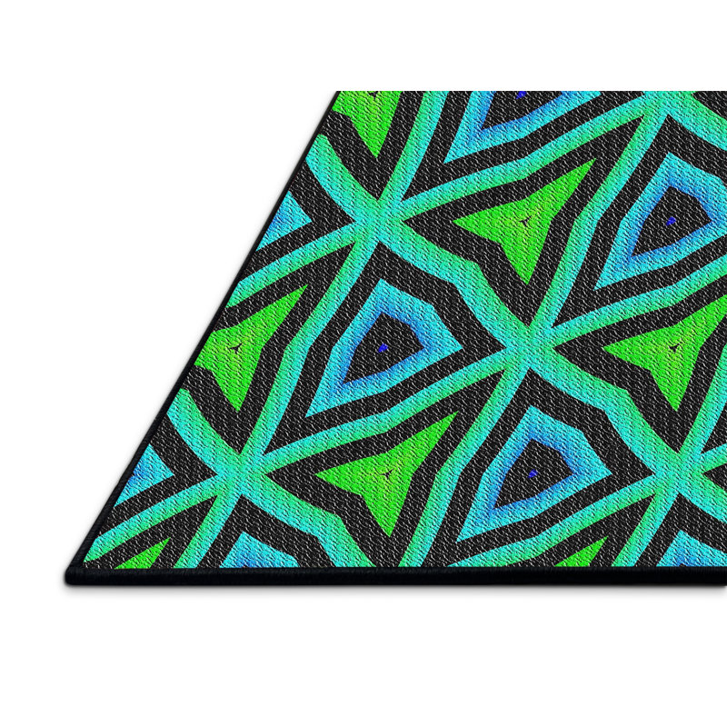 Tapis vert/bleu à motifs Donnelle, Rectangle 8 pi x 10 pi