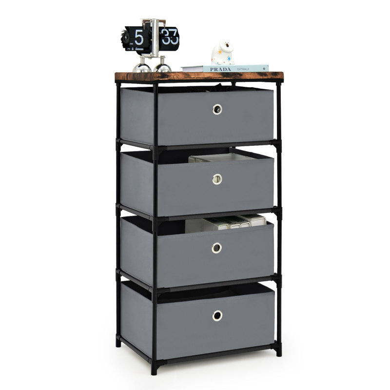 Jaliyiah 4 Drawer Storage Drawer, Grey