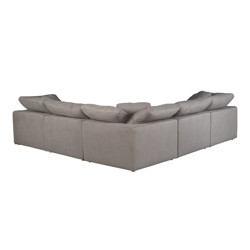 Armand Condo Classic L-Shaped Modular Sectional Livesmart Fabric, Light Gray Performance