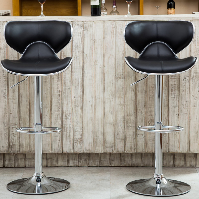 Leopoldo Swivel Upholstered Adjustable with Metal Frame, Black