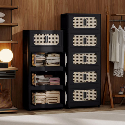 20" Side Wide Folding Storage Cabinet ,4 Tiers