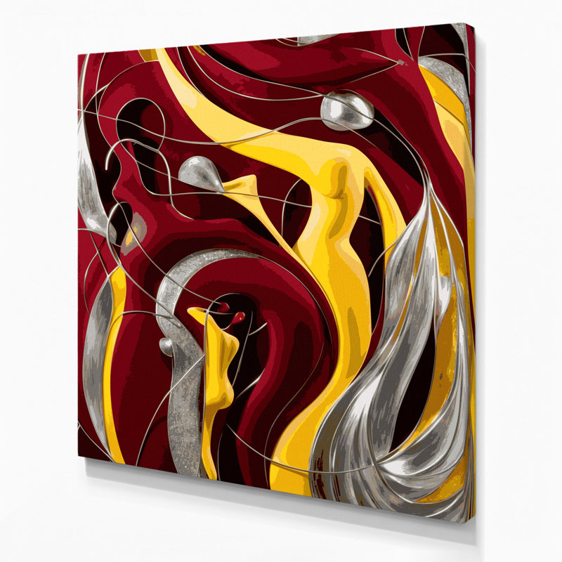 Abstrait art figuratif sur toile rouge 32, 12" H x 12" W