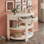 Élégante console demi-lune avec un design cannelé distinctif et un rangement pratique-2014150328
