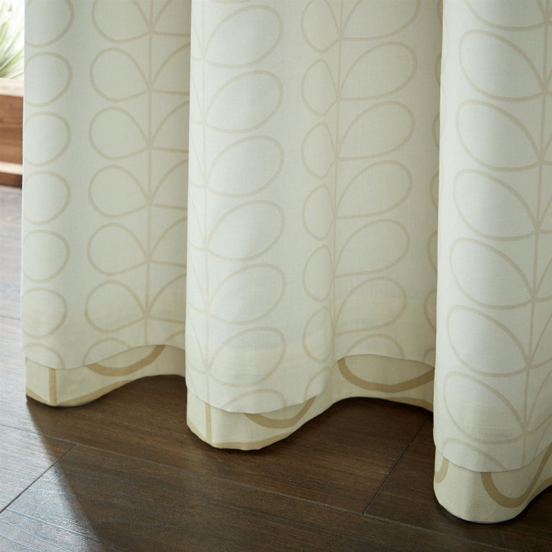 Orla Kiely Linear Stem Eyelet Curtains Cream 66x72", 66cm Width x 72cm Drop, Beige