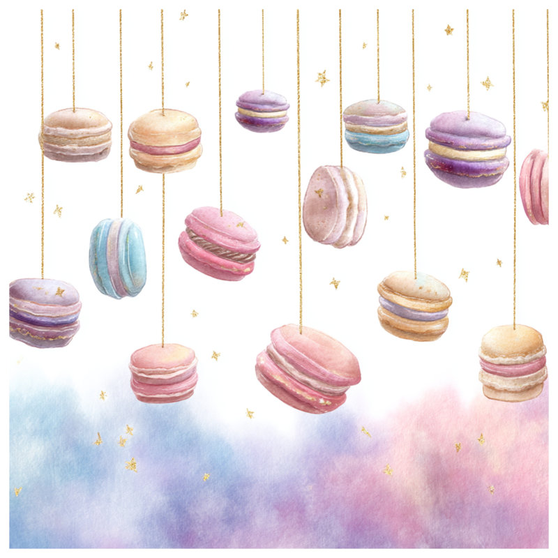 Couvre-lit suspendu avec macarons suspendus et étoiles, Double