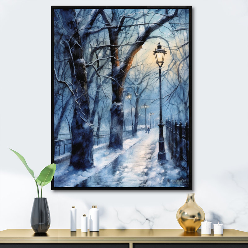 «Alley of Trees In The Park III», reproduction sur toile, H 20 po x l 12 po x P 1 po, Cadre flottant noir