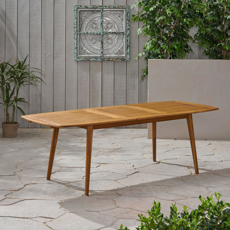 Table de salle à manger d'extérieur en bois d'acacia extensible, teck, Teck