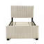 Lit plateforme tapissier simple en velours avec lit gigogne simple, beige-1930722821