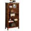 Superbe étagère à livres en bois massif avec finition bois de chêne antique et bibliothèque à 5 tablettes