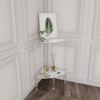 Modern Acrylic Triangle End Table - 2-Tier Corner Side Table With Sturdy Design For Living Room, Bedroom, Or Bathroom - Space-Saving & Multifunctional