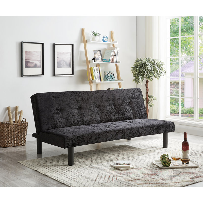 Diamondville 3 Seater Velvet Sofa Bed, Black