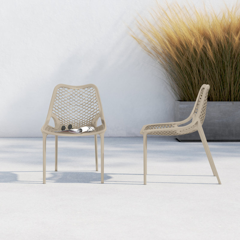 Chaise d'appoint empilable d'extérieur Farrah, Taupe