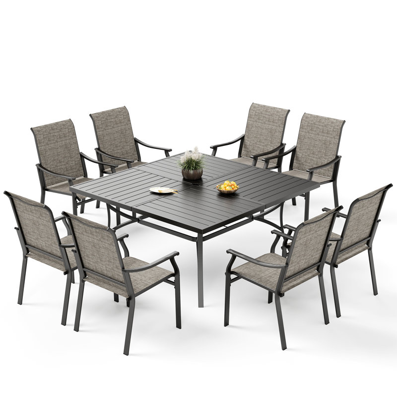Basima 8 - Person Patio Dining Set with Rectangular Table