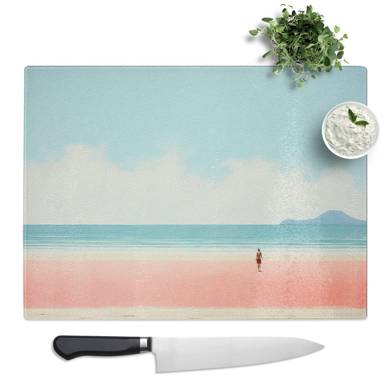 Beach Minimalism  Glass Chopping Board