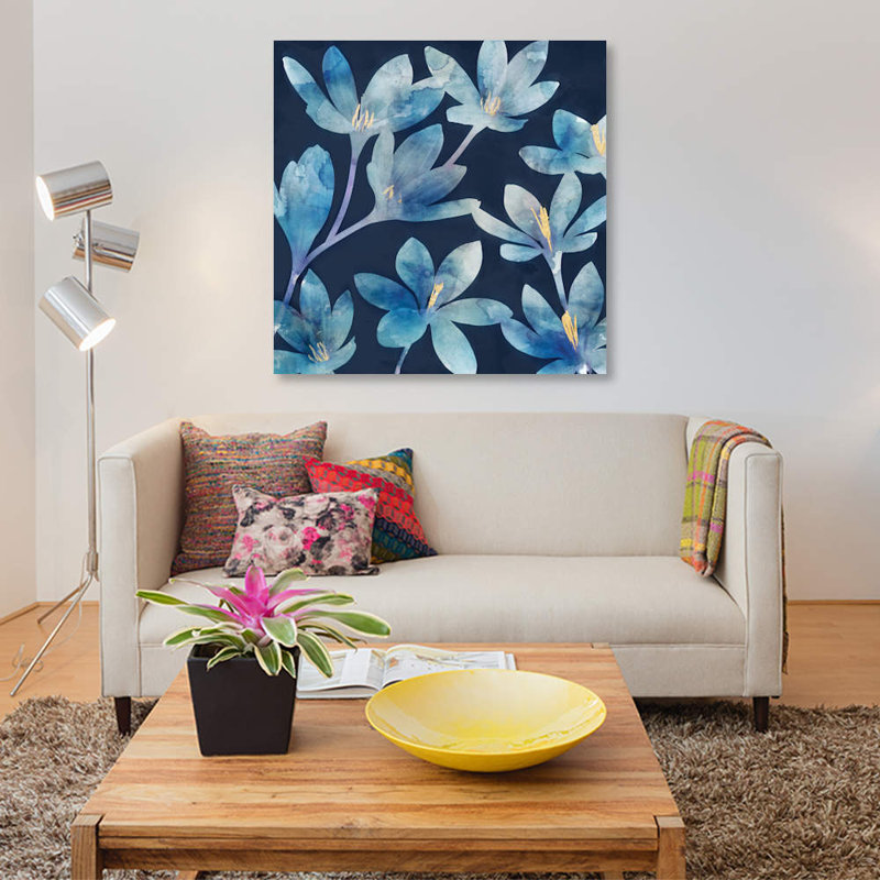 « mystique blue i », impression sur toile, H 37 po x l 37 po x P 1,5 po, Pas de tapis, Toile tendue
