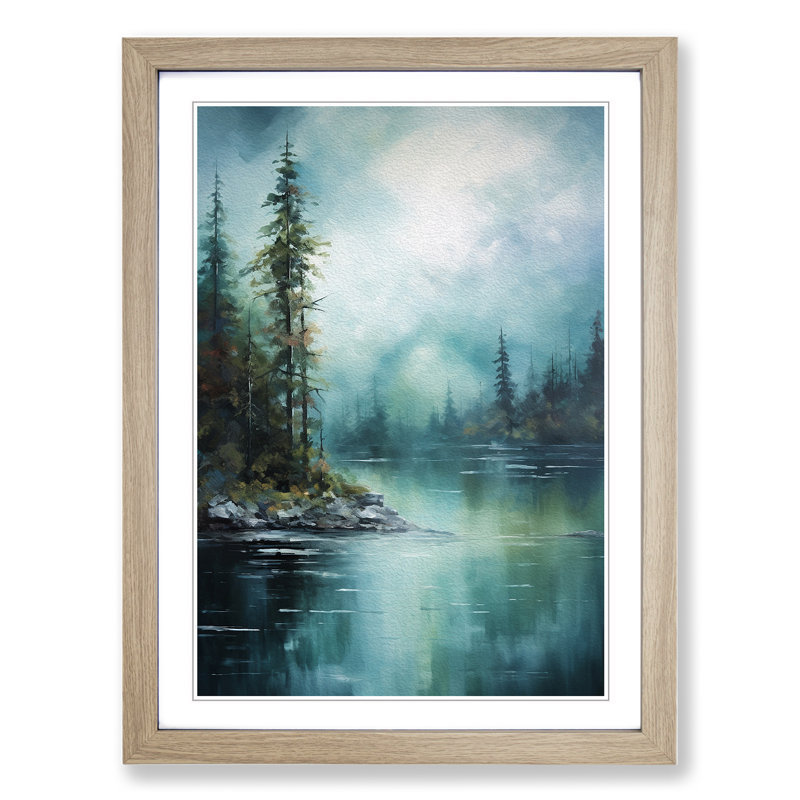 Lake Abstract - Framed Print, Oak, 64cm H x 46cm W x 2cm D