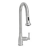Whitehaus Collection Stainless Steel Single Lever Gooseneck Kitchen Faucet with Pull-down Spray Head