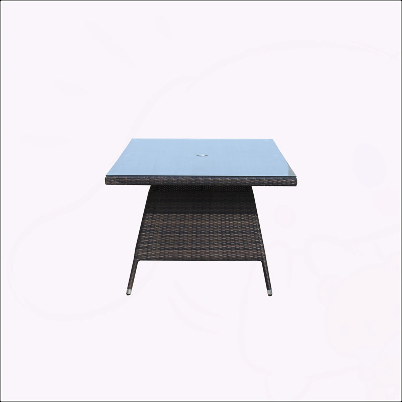 Table de salle à manger d'extérieur pour terrasse avec verre trempé transparent