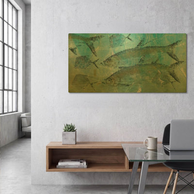 'Tarpon Lagoon' By Jim Roberts Gold Metal Wall Art, 48" x 24"