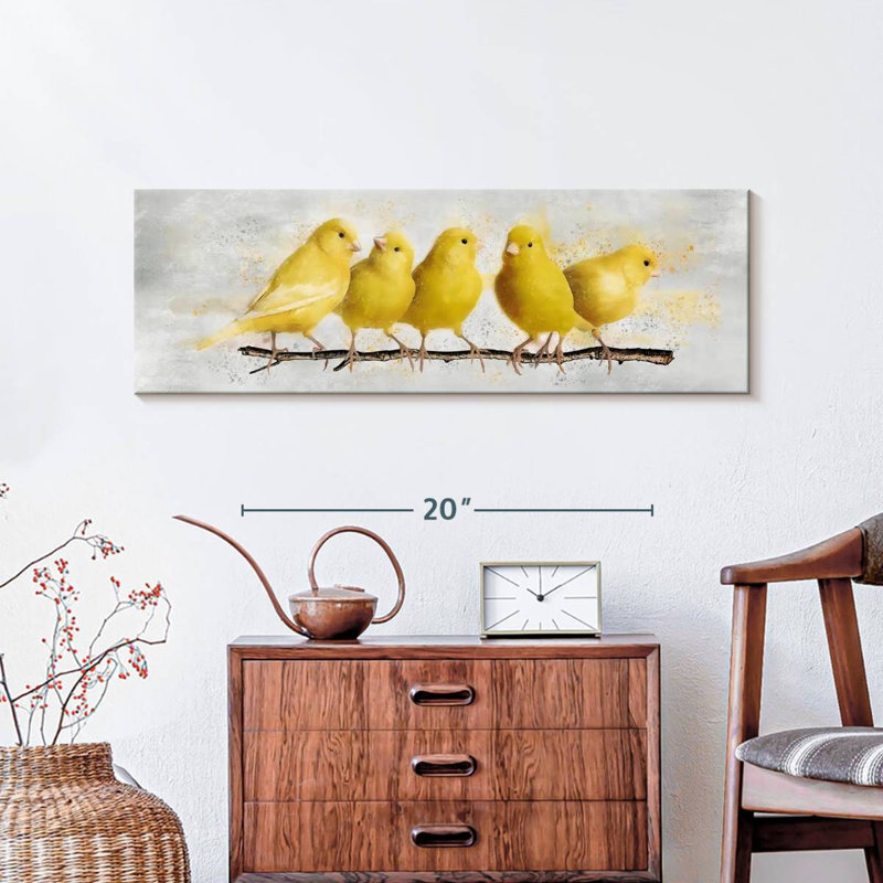 " Yellow Canaries " by Julie P, 10" H x 30" W x 1.25" D