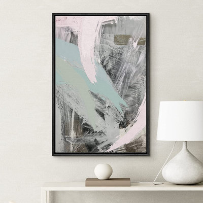 «Grunge Abstract Paint Stroke Effect», Vibrant Paint Stroke Collage Abstract Shapes Illustration - Floater Frame, impression sur toile
