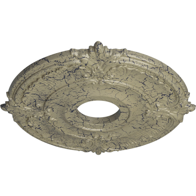 Endurathane Attica Ceiling Medallion, 18"OD x 4"ID x 5/8"P (Fits Canopies up to 5"), Hand-Painted Castle Stone Crackle Finish