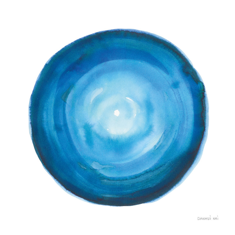 «Center of Blue II» par Danhui Nai - reproduction d'art sur toile tendue, H 12 po x l 12 po, Non, Cadre simple argenté