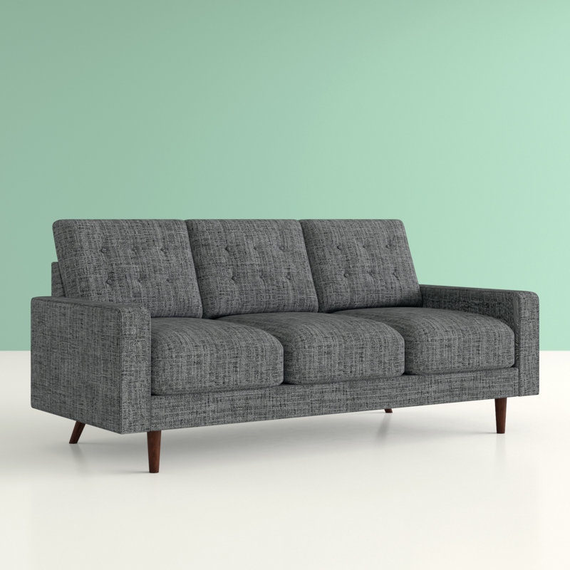 Canapé à accoudoirs carrés en velours 71,7 po Benaniah, Velours gris