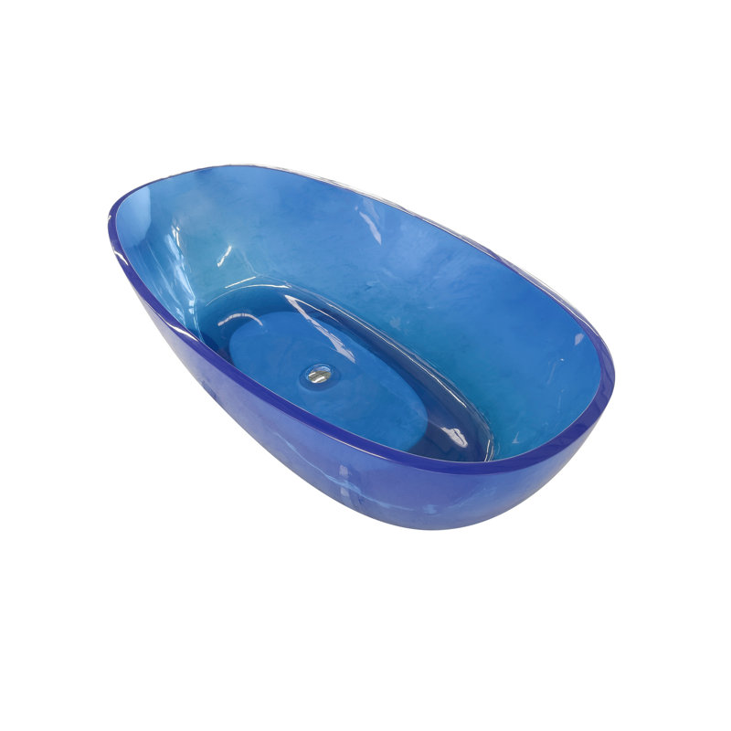 Baignoire de trempage autoportante à surface solide de 64 pouces pour salle de bain