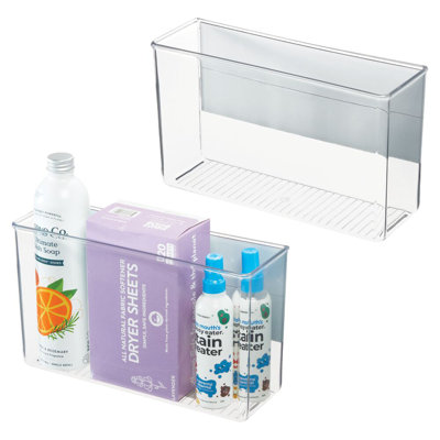 iDesign Magnetic Organizer Bins for Laundry Room Storage - Set of 2 - Clear