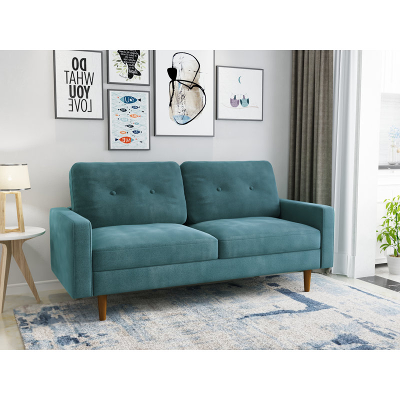 70'' Velvet Sofa, Prussian Blue Velvet 