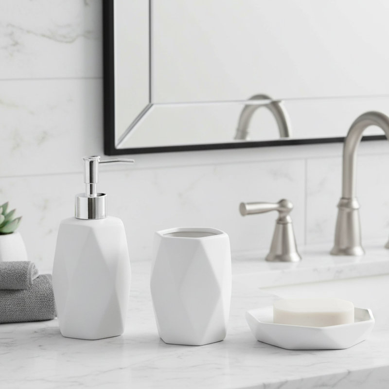 Diamond Shape Hand Soap Dispenser, White