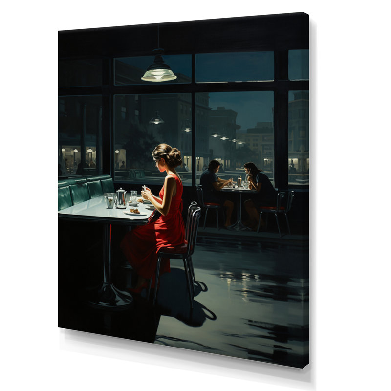 «Mastereuvre Nighthawks» par Edward V - Art mural mural, H 20 po x l 12 po x P 1 po, Toile tendue