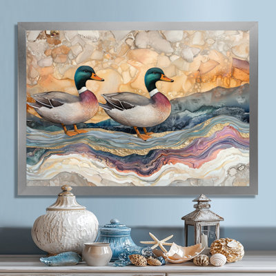 «Dorin Ducks Family At The Lake Landscape IV - Duck», art mural