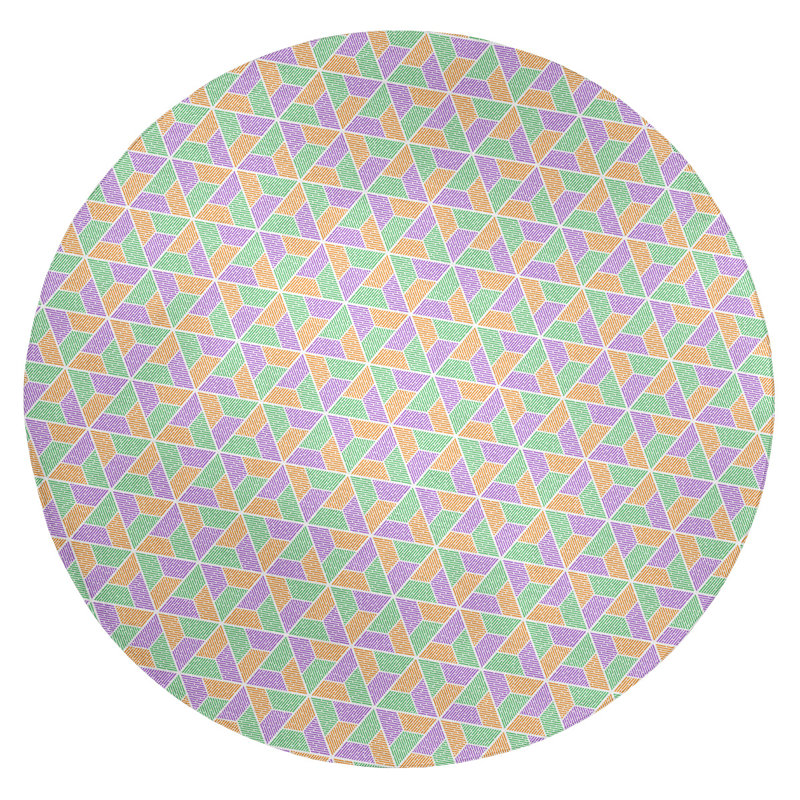 Tapis brun/vert foncé/mauve de zone mauve sandy, Rond 5 pi
