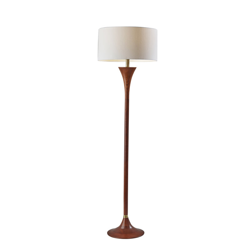 Lampe sur pied 60 po Remmy, Noyer/laiton antique
