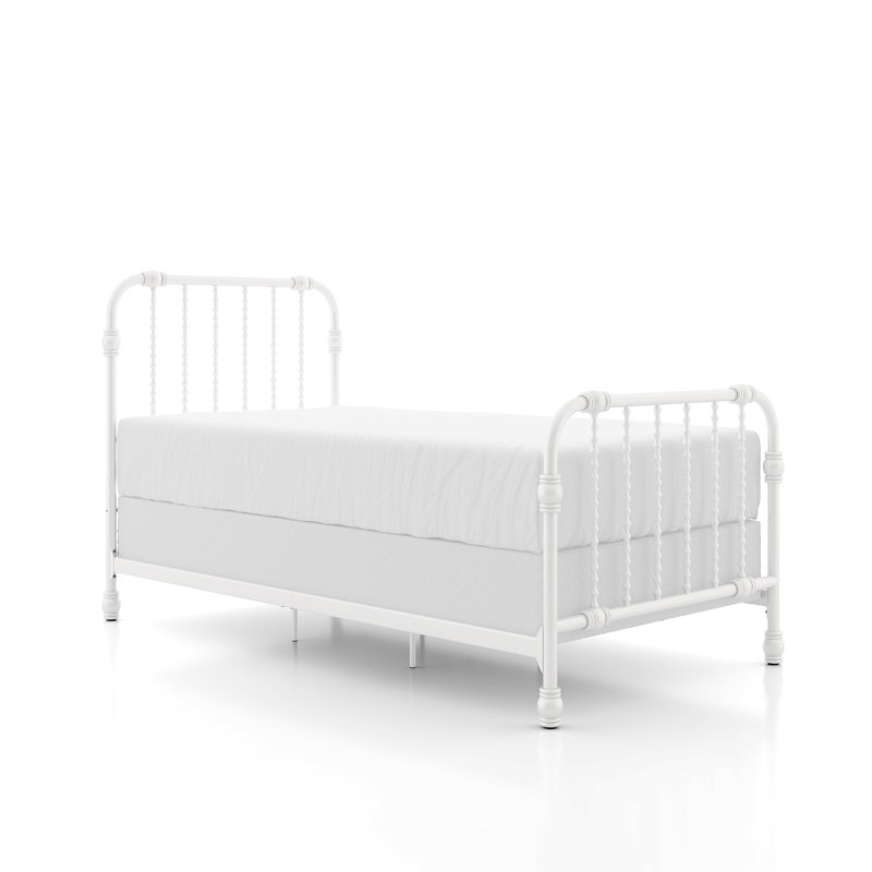Wren Metal Spindle Panel Bed, Twin, White
