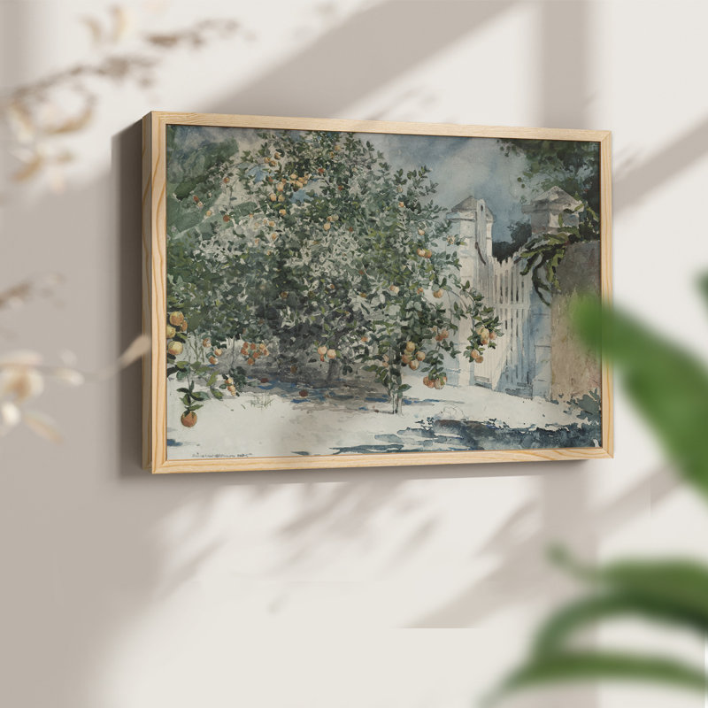 Motif floral rétro - Lxxv - reproduction encadrée, H 8 po x l 10 po, Naturel